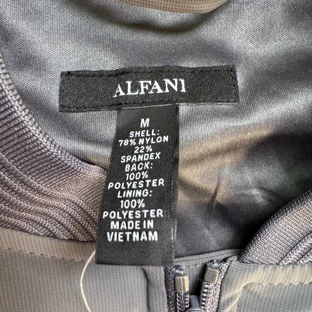 Alfani Alfatech Bomber Vest‎ Mens M Ebony Grey Full Zip Stretch 100187752MN